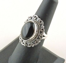 Sterling Silver 14 ct Oval Black Onyx Ring