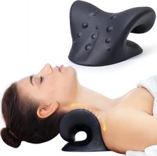 Neck Stretcher Pillow For Pain Relief Cervical Traction Device Black Relaxer New