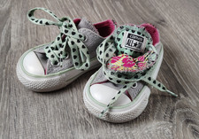Converse Baby Girls Shoes Heart Print Flip Tongue Lace Up Shoes Infant Size 2