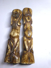 PAIR VINTAGE CARVED AFRICAN FIGURES STATUES MAN WOMAN FERTILITY
