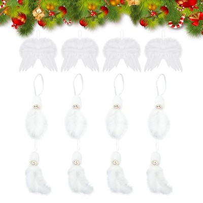 12Pcs White Feather Hanging Ornaments   Angel Wings Pendants for Christmas Decor