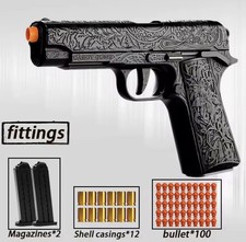 Creative toy gun with 100 soft bullets, 12 shells, 2 magazines, textured handle