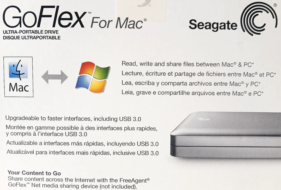 Seagate GoFlex For APPLE MAC Ultra-Portable, Upgradeable 1TB External Hard Drive - Image 3 of 4