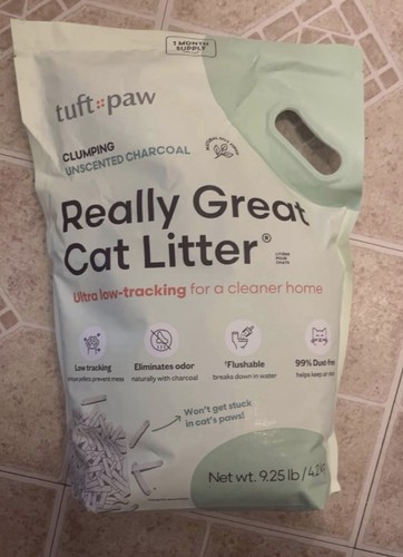 Tuft & Paw Cat Litter 4.5 9.25lbs Bags of Clumping Unscented Charcoal