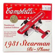 Campbell's 1931 Stearman Bi Plane Die Cast