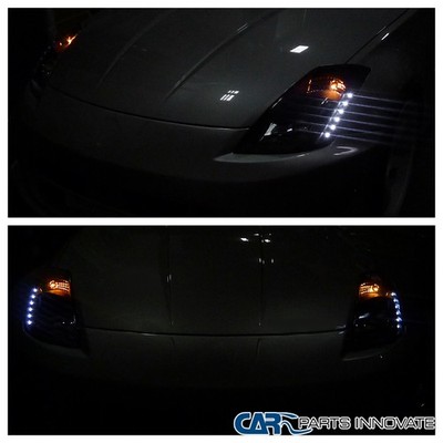 Black Fits 2003-2005 350Z Z33 LED Strip HID Type Projector