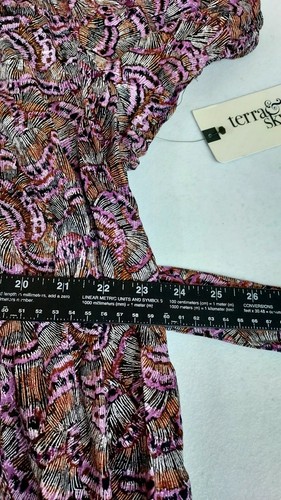 Terra & Sky Midi Dress Plus Size 2X (20W-22W) Purple Pink Floral Flowy Peasant - Picture 6 of 15