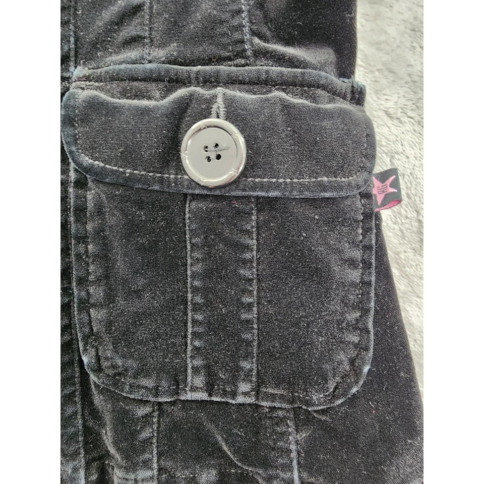 Chaqueta Estructurada Terciopelo Chicle Vintage Talla S Negra Elastizada Oculta Abotonada Foto 3 de 4