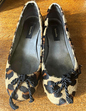 Tintoretto Animal Print Leather Ballet Flats UK 5 EU 38 Round Toe Bow