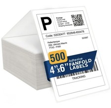 4" x 6"Direct Thermal Shipping Labels - Pack of 500 Fanfold Labels Permanent Adh