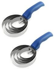 QWORK Double Sided Curry Comb, 2 Pack 4 Rings Stainless Steel 2 Pack, Blue