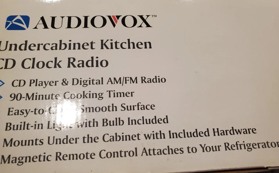 NEW Audiovox KCD3180 Undercabinet Kitchen CD Clock Radio, NIB (New In Box) - Image 3 of 4