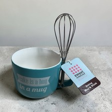 Cake Is A Hug And A Mug Teal Coffee Cup Baking Mug & Whisk By Good Cook New Cup