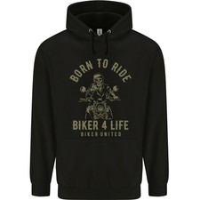 Biker 4 Life Motorbike Motorcycle Skull Mens 80% Cotton Hoodie