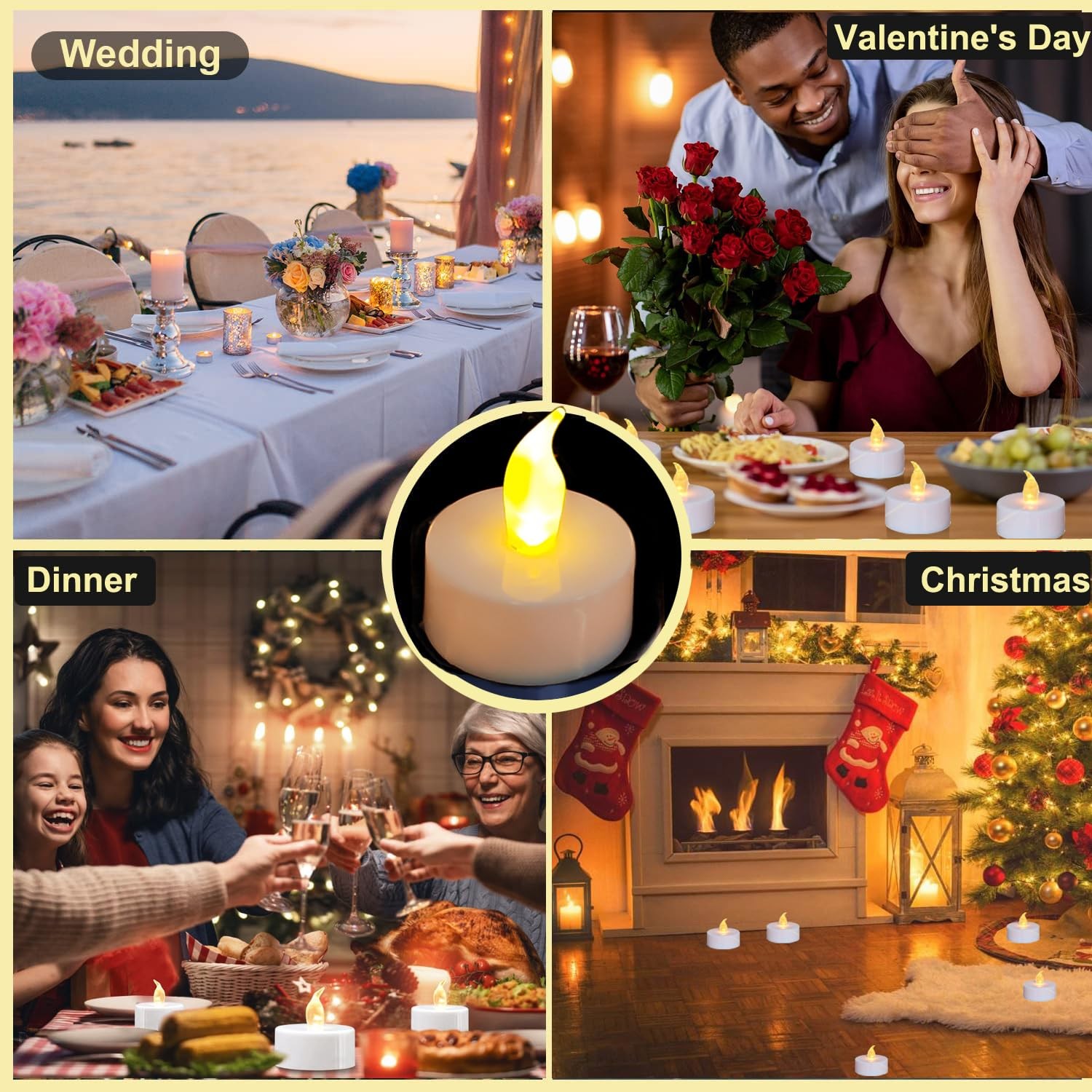 Led Tea Lights with Timer, 6 Hours on and 18