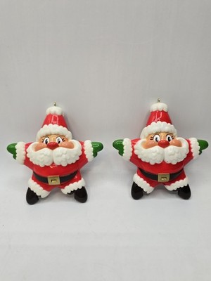 Vintage 1984 Hallmark Keepsake Santa Ornaments, Set of Two. 