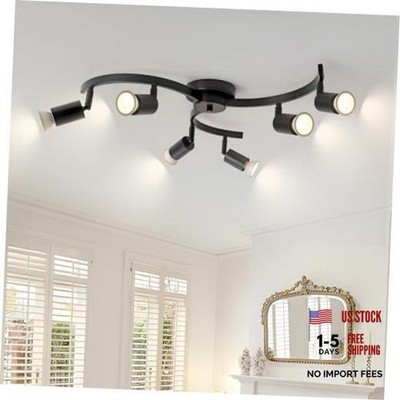 6 Light Track Lighting Fixtures Ceiling, Flexibly Rotatable 6 Light（Black）