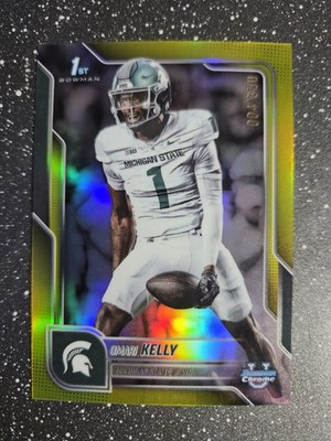 Topps 2025 Bowman University Chrome Omari Kelly 1st Yellow Refractor #38 /350