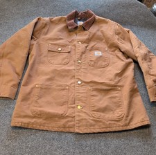Vintage Carhartt C01 BRN Duck Chore Coat Brown Blanket Lined Mens 44 Regular