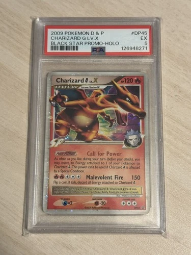 2009 POKEMON DIAMOND & PEARL BLACK STAR PROMO HOLO #DP45 CHARIZARD G LV.X PSA 5