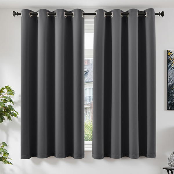Gardinen Mit ÖSen Wohnzimmer VorhäNge Blickdicht Blackout Curtains 175X140 Cm 2E-image