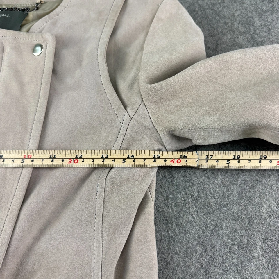 Chaqueta Muubaa Mujer Talla UK 6 Beige Gamuza Cabra Avant-Garde Motociclista Cremallera Abrigo Foto 4 de 4