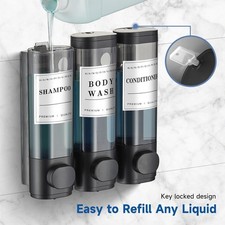 Dispensador De Shampoo Y Acondicionador 3 Compartimientos Montaje En Pared