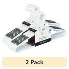  2 pack Mainstays Non-Slip Clothes Hangers, 10 Pack, White, Durable Plastic, TP