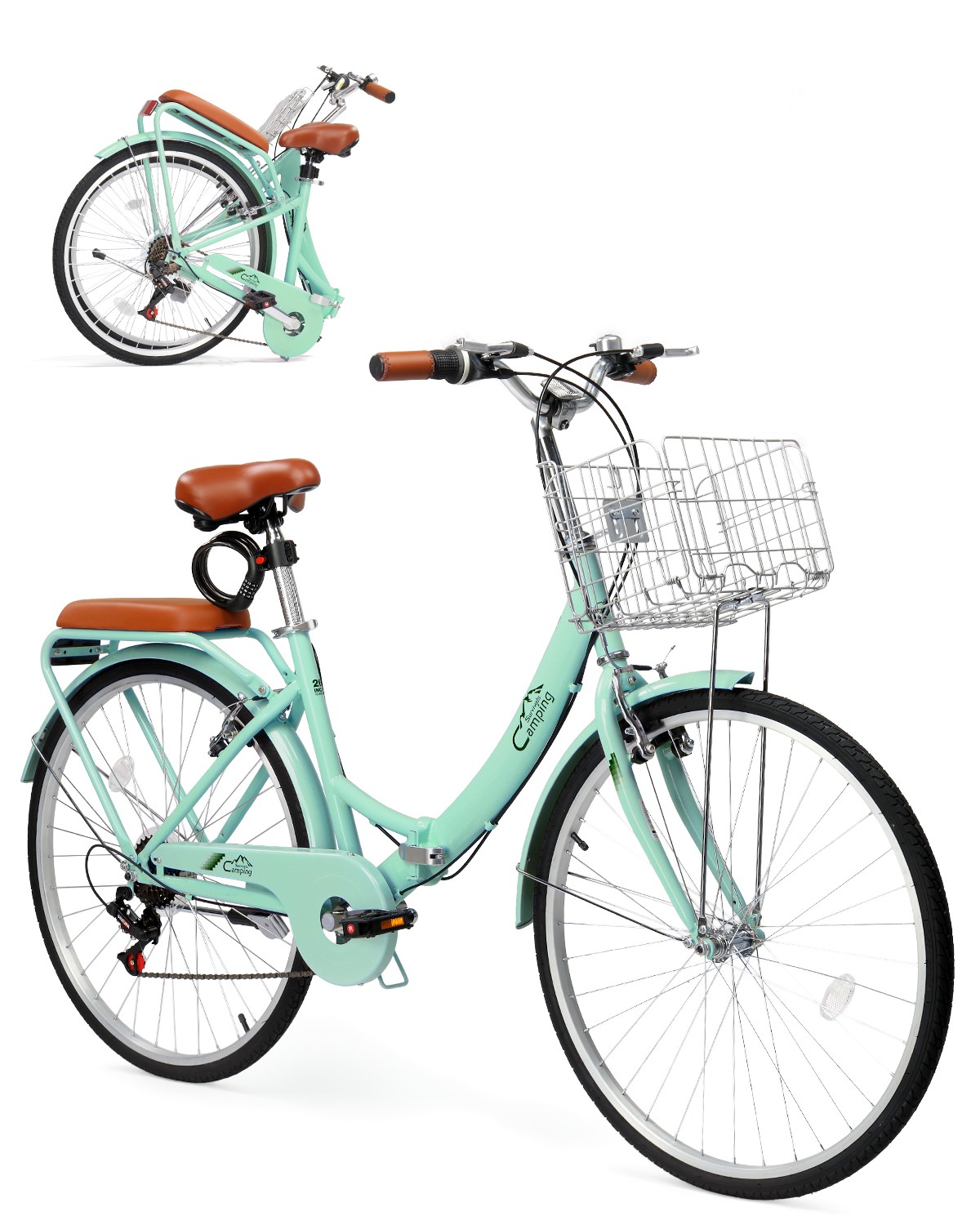 24 Inch Foldable Bike7 Speed Beach Cruiser Bike with Lock