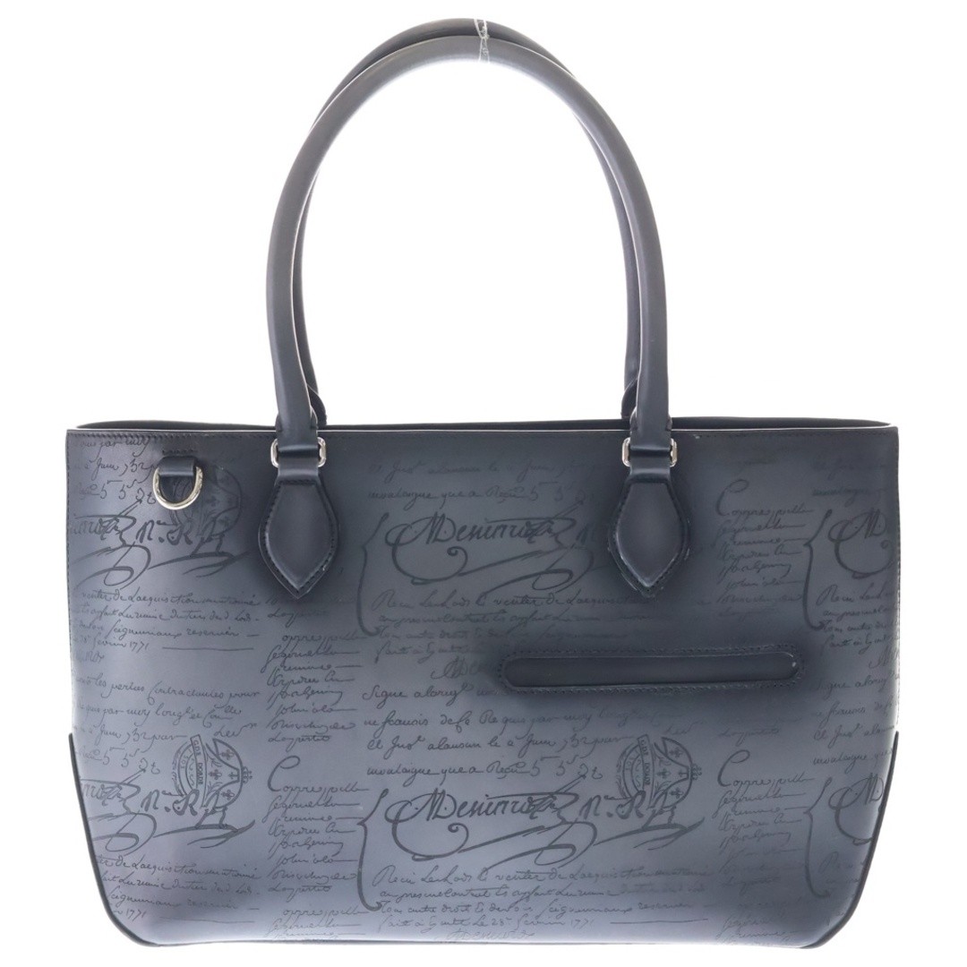 Berluti Calligraphy Tujour Mini Neo Scrit Tote Handbag Blue Gray Leather Used 06