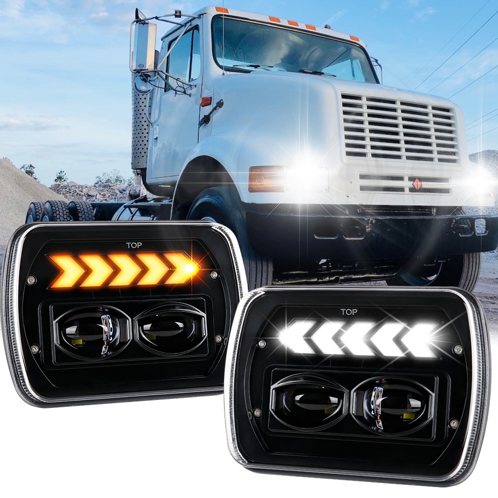 Pair 7x6" 5x7'' LED Headlights Hi-Lo For Chevy C1500 C2500 C3500 Suburban Pickup