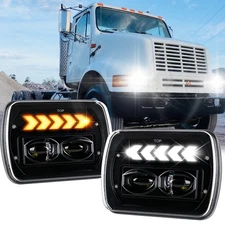 Pair 7x6" 5x7'' LED Headlights Hi-Lo For Chevy C1500 C2500 C3500 Suburban Pickup