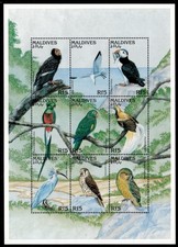 Maldives 1997 - Birds - Sheet of 9 Stamps - Scott #2199 - MNH