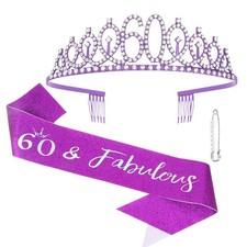 Purple 60th Tiara and Sash Kit-60th Gifts for