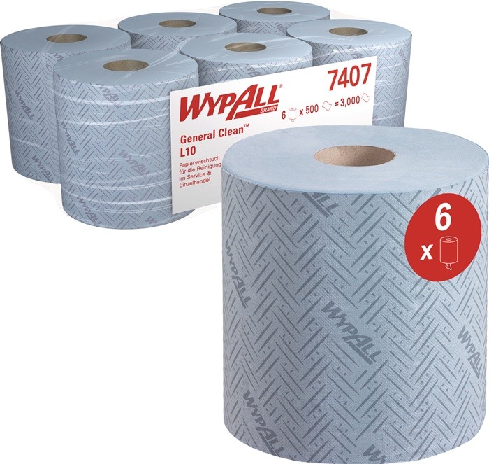 WYPALL Putztuch L10 7407 Lca380 mmxBca183 mm blau 1-lagig perforiert RCS 22790₽