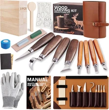 Wood Carving Kit Whittling Kit: Deluxe Wood Carving Tools Knife Set with Leather