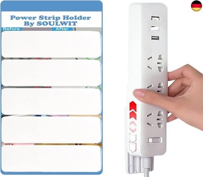 SOULWIT 5-Pack Selbstklebendes Steckdosenleistenhalter, Übergepannungsschutz