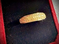 Solid 10k Yellow Gold Band w/ .50 Ctw Yellow Canary Diamond Ring  Size 8 unisex