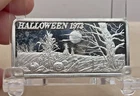 VTG Halloween Pumpkin Patch 1973 Hamilton Mint 1oz .999 Fine Silver Art Bar