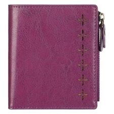 Ultra Thin Small Compact Leather Womens Girls Wallets RFID Blocking Credit Ca...