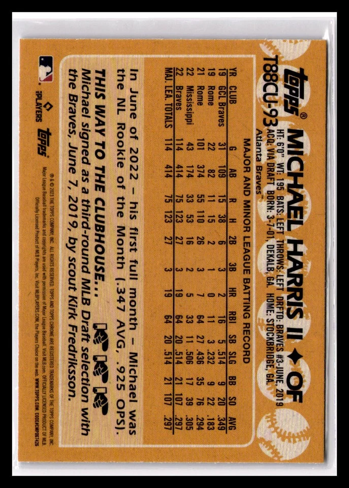 2023 Topps Update #T88CU-93 Michael Harris II Silver Mojo RC Rookie - Image 2 of 2