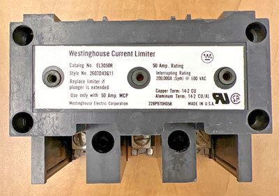Westinghouse EL3050R Current Limiter 2607D43G11 50A 600Vac