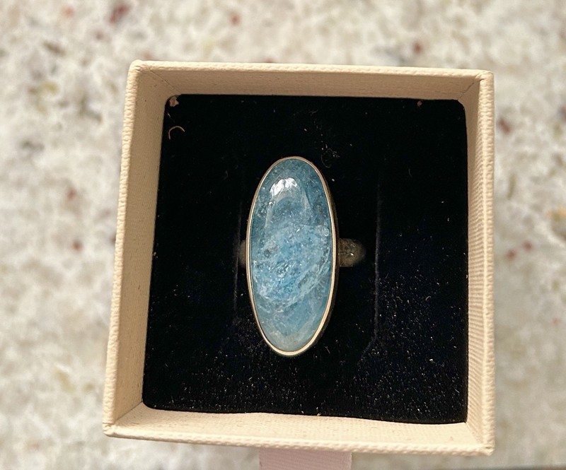 Genuine Aquamarine Oval Size 7 Ring