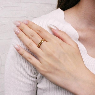 18K K18 Triple 12-Sided Gold Ring - Women's Men's New Immediate
