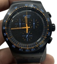 Reloj deportivo Swatch Irony suizo de cuarzo cronógrafo V8 esfera negra funcionando