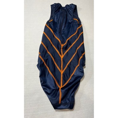 TYR Womens Navy Blue Orange Zip Back One Piece Swimsuit Size 26