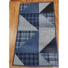 Set Two Blue Plaid Standard Pillow Shams 100 Cotton Quilted Patchwork Farmhouse