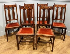 Set of 6 Scottish Arts & Crafts Dining Chairs c.1910 By Joseph Johnstone