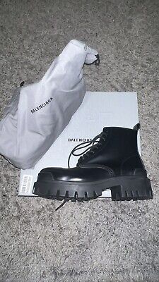 Balenciaga Strike Boots Men Lace up Black Calf Leather Size Balenciaga Strike Boots Men Lace up Black Calf Leather Size