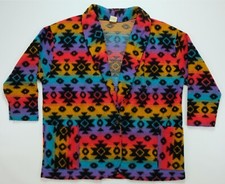 Rare Vtg Southwestern Aztec Navajo Tribal Native Fleece Blazer Jacket 90s Womens